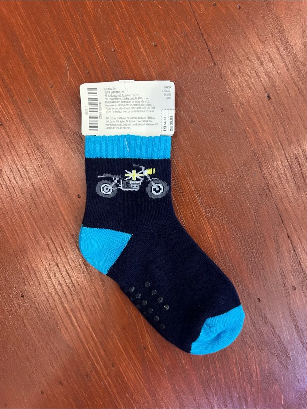 Gymboree Navy and Bright Blue Motorcycle Grip Sock